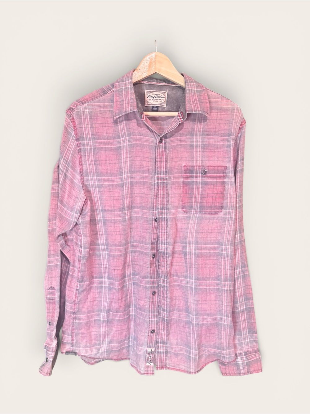 Soft Pink Plaid Button-Down Shirt by Teddy Smith